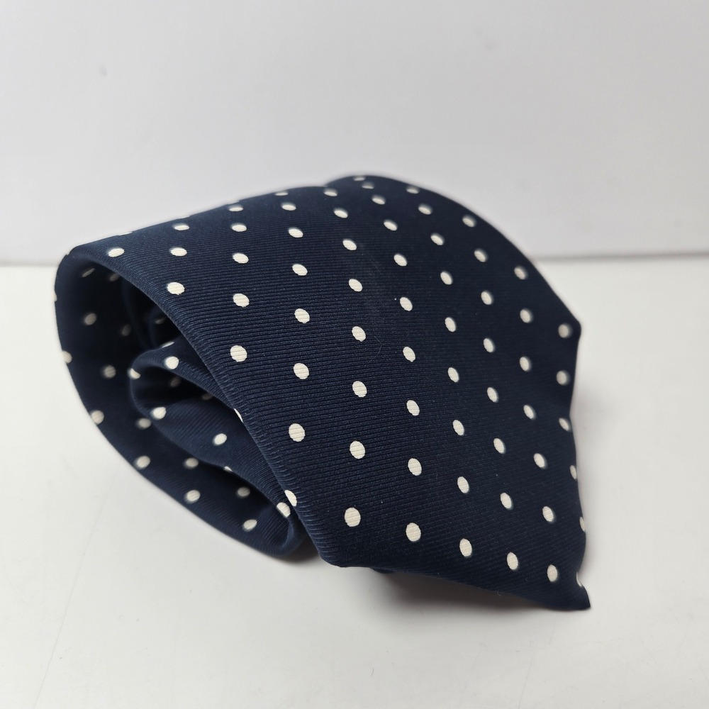 Brooks Brothers Silk Tie Mens Navy Blue Polka Dot Makers Made in USA Classic